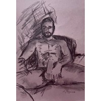 Nude male, portrait , original art by Ukrainian artist Marina Stognieva